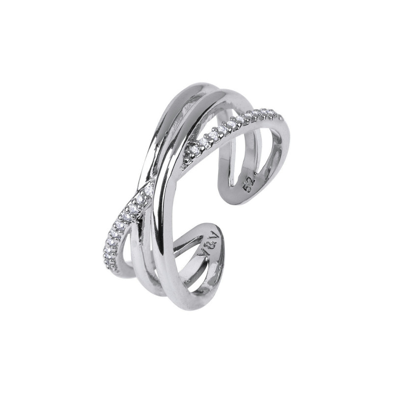 ANILLO ACABADO PLATA TIRAS CIRCONITAS  - X267671214