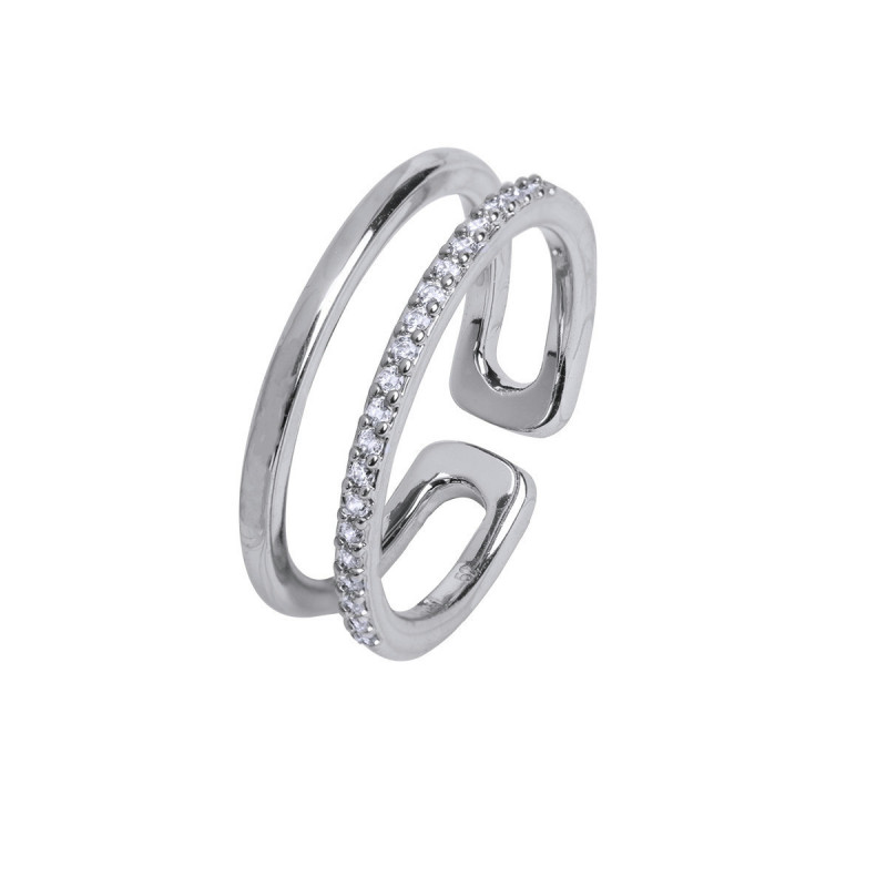 ANILLO ACABADO PLATA TIRA CIRCONITAS - X267791214