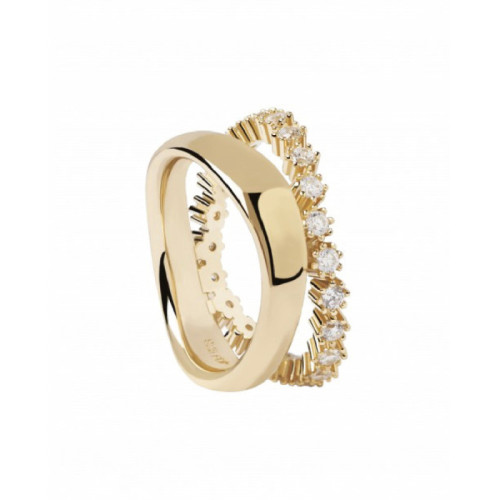 ANILLO MOTION GOLD CZ BLANCA - AN01-463-14