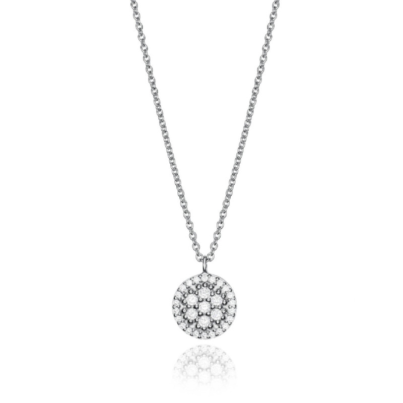 COLLAR PLATA COLGANTE DISCO CIRCONITAS S - 71040C000-38
