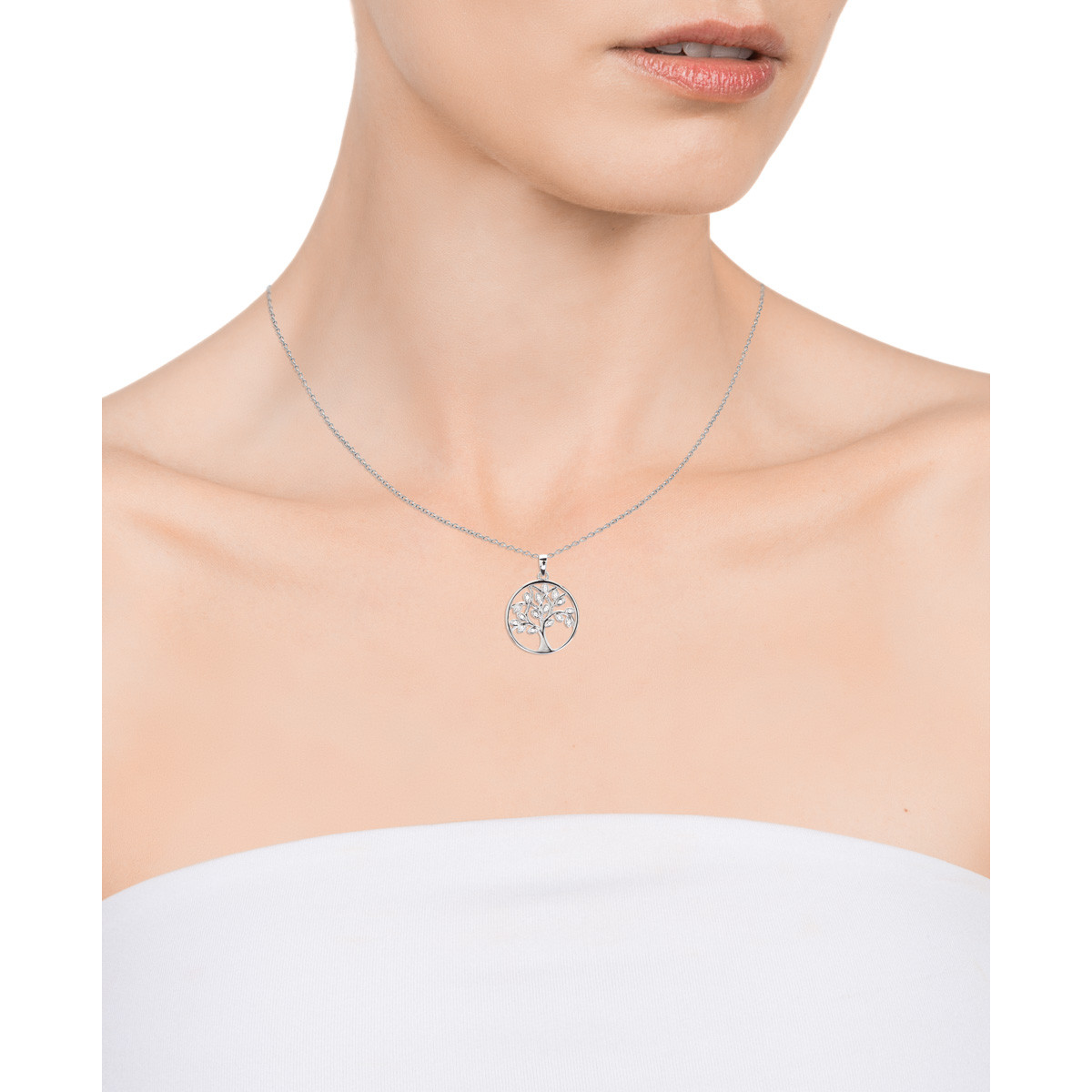 COLLAR PLATA LEY ARBOL VIDA CIRCONITAS S - 71056C000-30