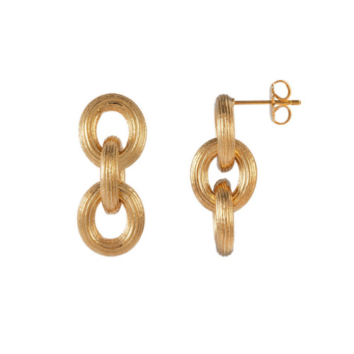 PENDIENTES V&V MACA ESLABONES GRABADOS - G3669