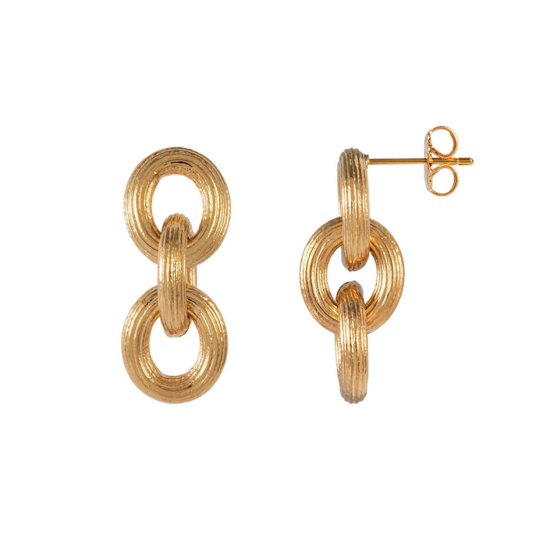 PENDIENTES V&V MACA ESLABONES GRABADOS - G3669