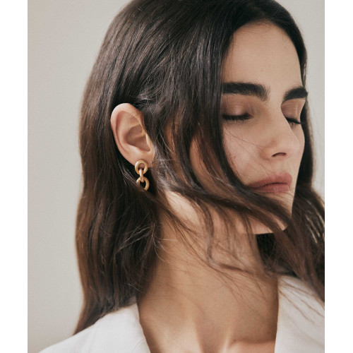 PENDIENTES V&V MACA ESLABONES GRABADOS - G3669