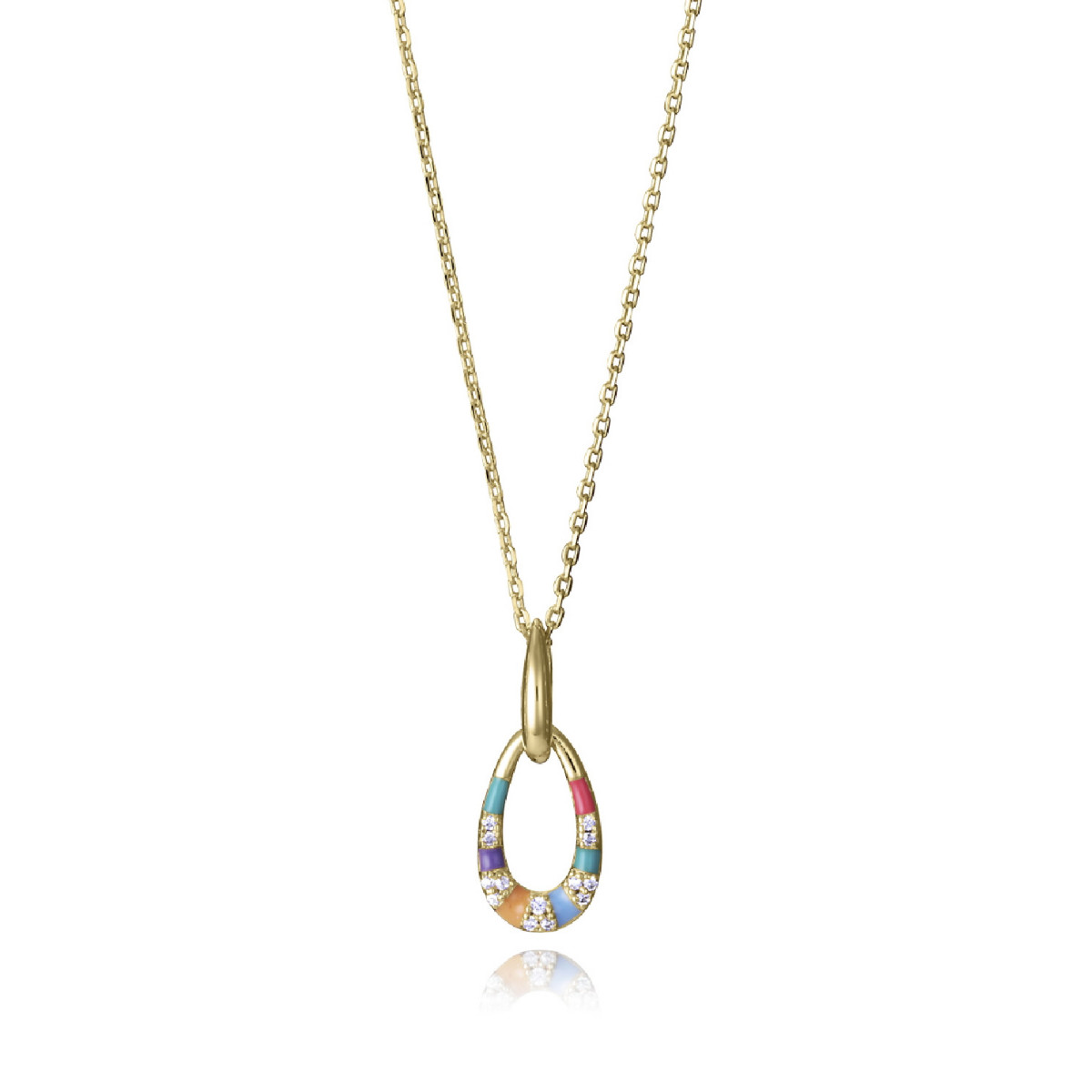 COLLAR PLATA DE LEY BAÑO ORO CIRC SRA JE - 15133C100-39