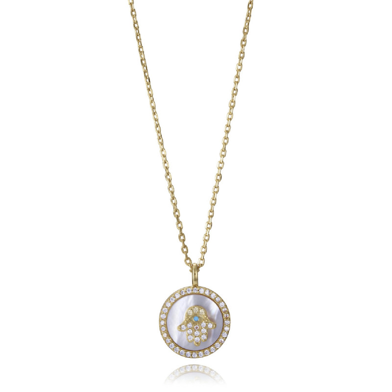 COLLAR PLATA DE LEY BAÑO ORO CIRC SRA JW - 2363C100-90