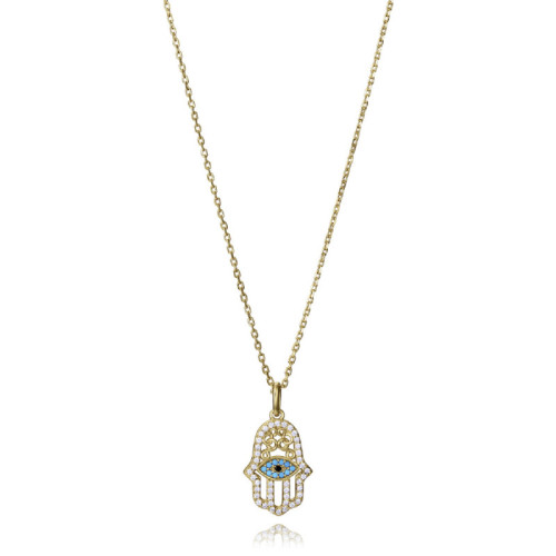 COLLAR PLATA DE LEY BAÑO ORO CIRC SRA JE - 2360C100-30