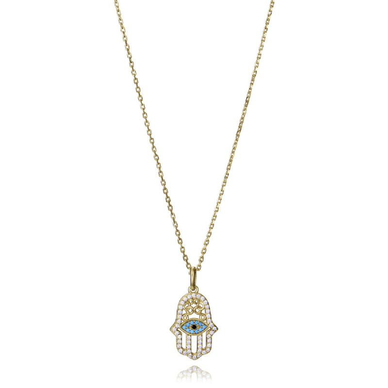 COLLAR PLATA DE LEY BAÑO ORO CIRC SRA JE - 2360C100-30