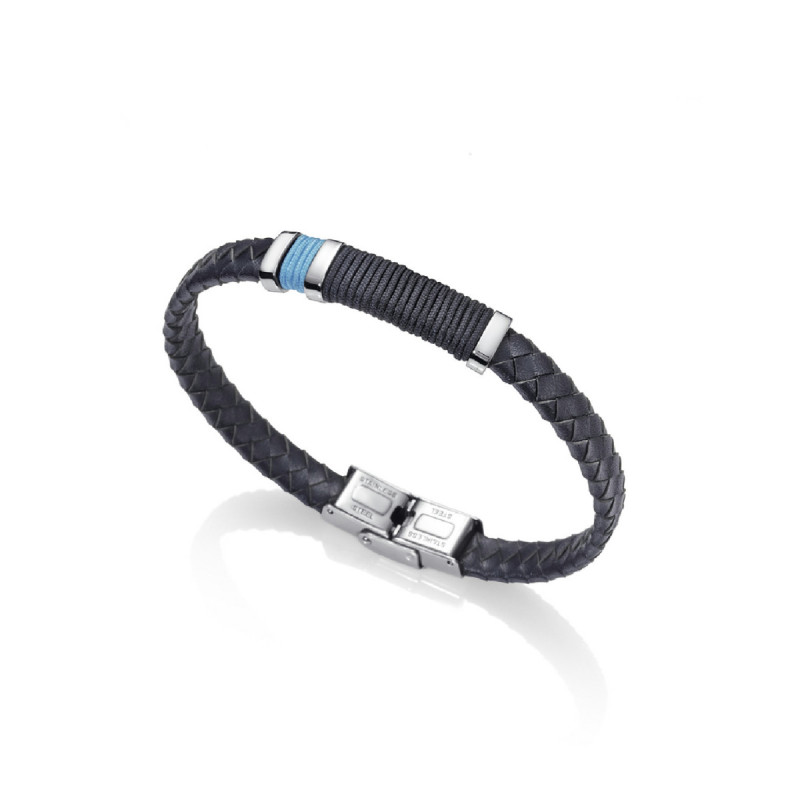 PULSERA PIEL TRENZADA Y CORDON - 6453P01013