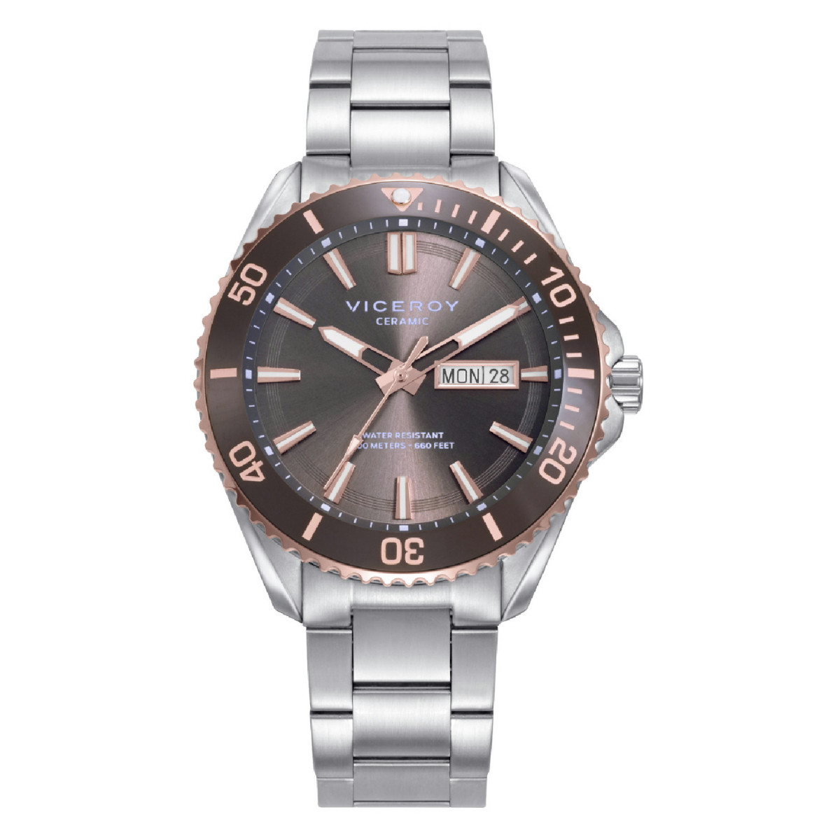 RELOJ ACERO IP ROSA CERAMICA BRAZALETE S - 41175-17
