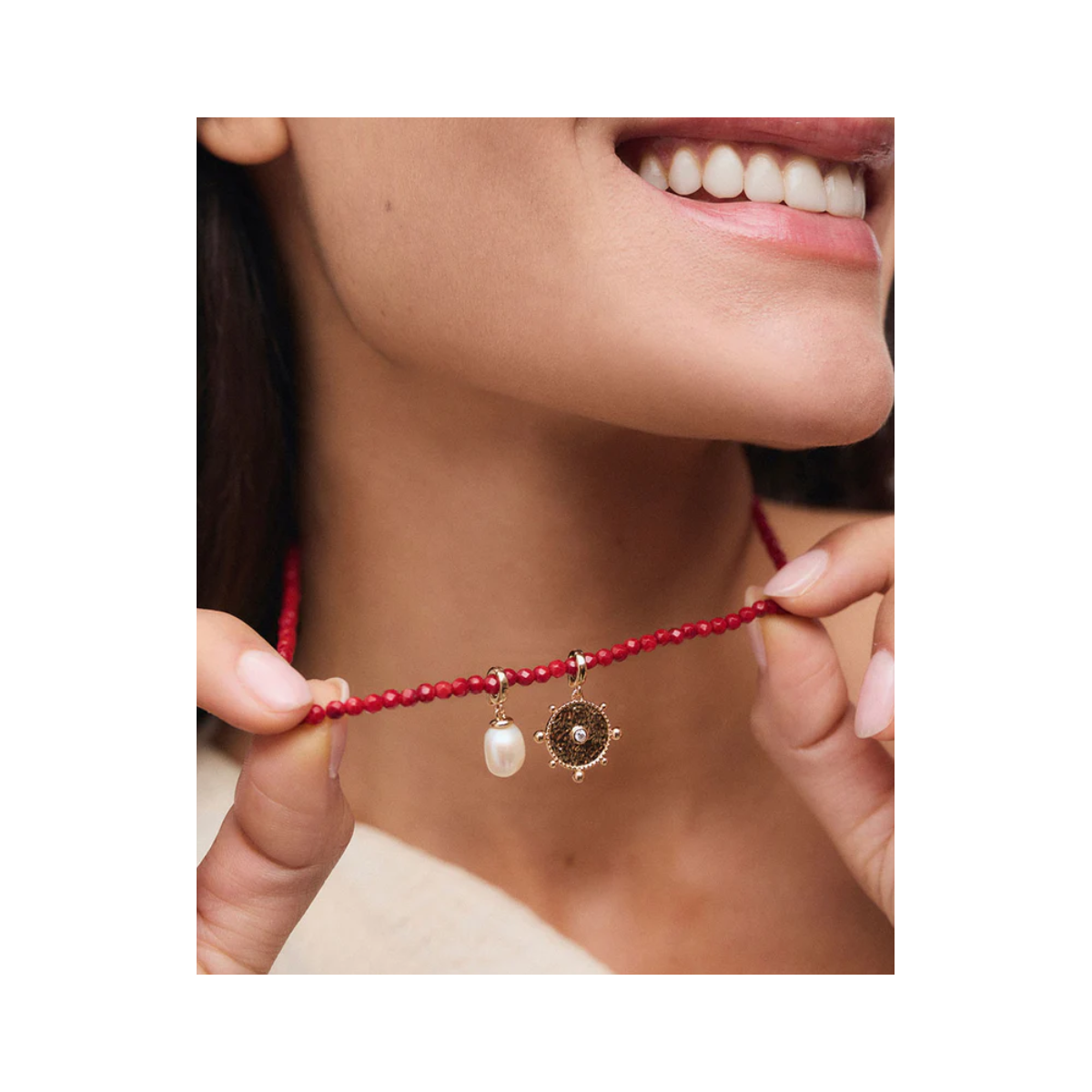 CADENA V&V BOLAS CORAL SINTETICO ROJO - X4855240
