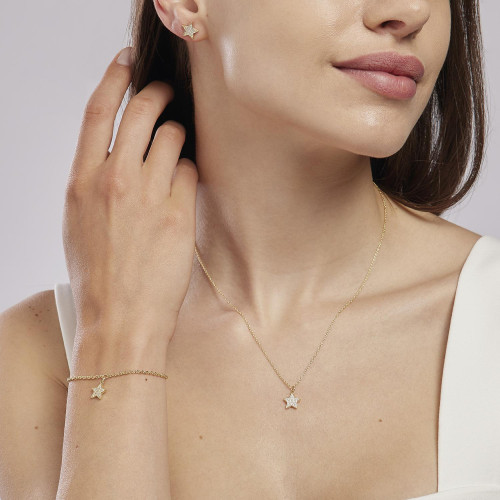 COLLAR MABINA PLATA ESTRELLA DORADO - 553399