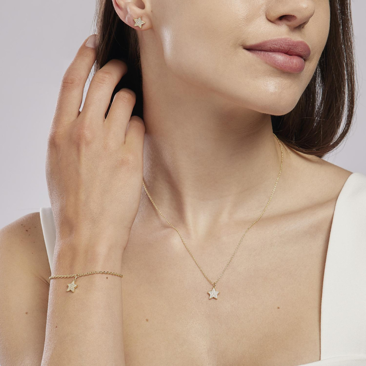 COLLAR MABINA PLATA ESTRELLA DORADO - 553399